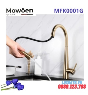 Vòi bếp nóng lạnh dây rút cao cấp MOWOEN MFK0001G