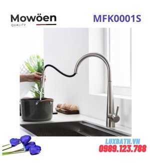 Vòi bếp nóng lạnh dây rút cao cấp MOWOEN MFK0001S