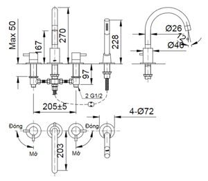 Vòi bồn tắm inax LFV-7000B