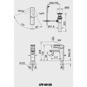 Vòi chậu Lavabo Inax LFV-5012S