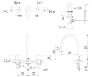 Vòi chậu lavabo inax LFV-7100B