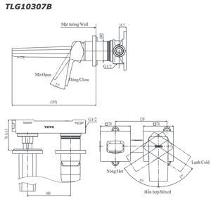 Vòi chậu lavabo Toto TLG10307B gắn tường