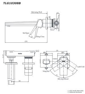 Vòi chậu lavabo Toto TLG10308B gắn tường