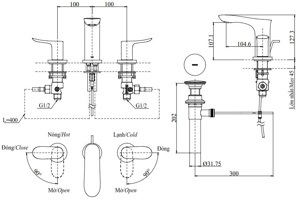 Vòi chậu nóng lạnh TOTO TLG01201B