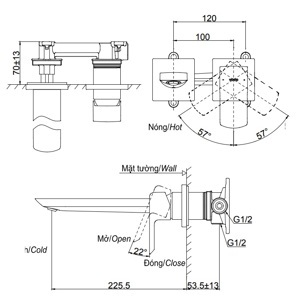 Vòi chậu nóng lạnh Toto TLG02311B