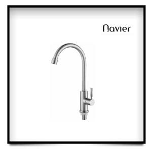 Vòi chén lạnh thân tròn cong có đầu inox304 Navier NV-218