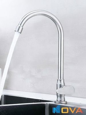 Vòi chén lạnh thân tròn cong không đầu inox304 Navier NV-219