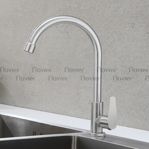 Vòi chén lạnh thân tròn cong không đầu inox304 Navier NV-219