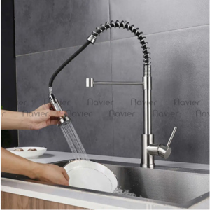 Vòi chén nóng lạnh tay gạt lá đồng thau xi mạ crome Navier NV-214