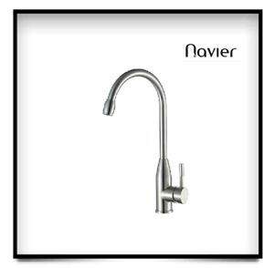 Vòi chén nóng lạnh thân tròn cong đầu bi inox304 Navier NV-205