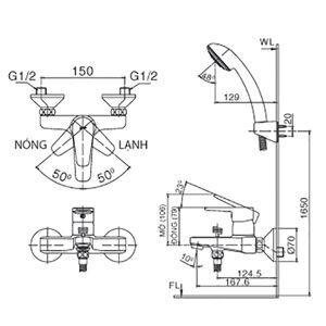 Vòi hoa sen nóng lạnh Inax BFV-1303S