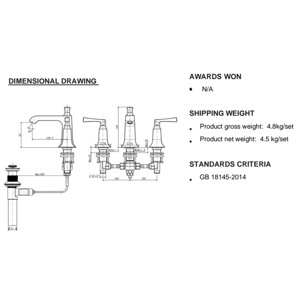 Vòi lavabo nóng lạnh 3 lỗ American Standard WF-1603