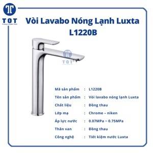 Vòi lavabo nóng lạnh cổ cao Luxta L1220B