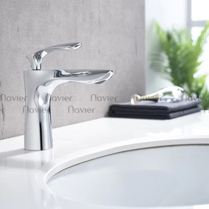 Vòi lavabo nóng lạnh đồng thau xi mạ crome Navier NV-717