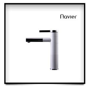 Vòi lavabo nóng lạnh sơn tĩnh điện trắng Navier NV-720 (30cm)