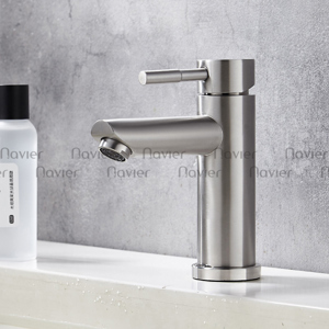 Vòi lavabo nóng lạnh sơn tĩnh điện trắng Navier NV-720 (20cm)