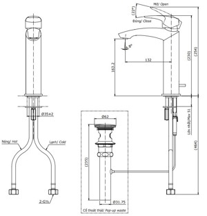 Vòi lavabo nóng lạnh Toto TLG09303V