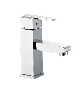 Vòi lavabo nóng lạnh vuông đồng thau xi mạ crome Navier NV-707