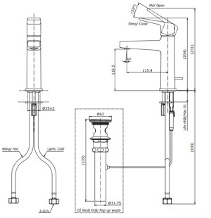 Vòi lavabo Toto TLG10301V