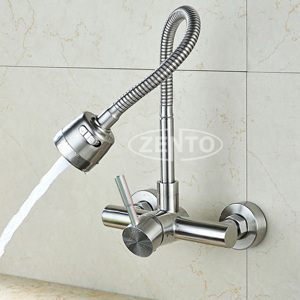 Vòi rửa bát gắn tường nóng lạnh inox304 Zento SUS4651