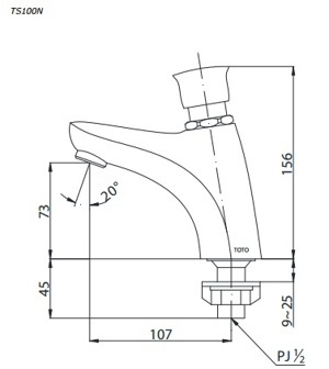 Vòi rửa lavabo lạnh bán tự động Toto TS100N