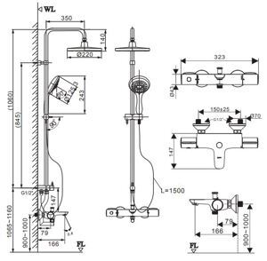 Vòi sen tắm cây Inax BFV-3415T-3C