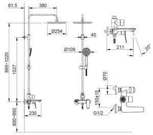 Vòi sen cây tắm Inax BFV-515S