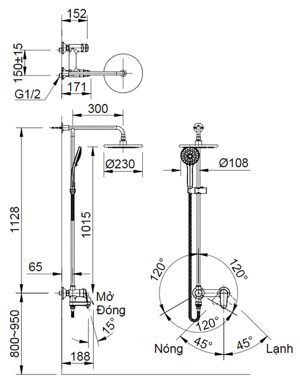 Vòi Sen Tắm Cây Inax BFV-915S Nóng Lạnh