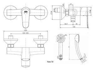 Vòi tắm sen gắn tường American WF-0712