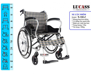 Xe lăn hợp kim nhôm Lucass X16LJ