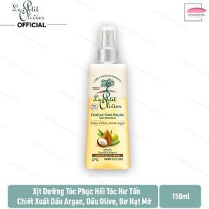 Xịt dưỡng tóc khô và hư tổn Olive Karité Argan Le Petit Olivier 150ml