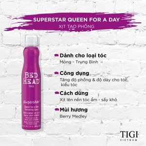 Xịt tạo phồng và làm dày tóc Bed Head Tigi Superstar Queen For A Day - 300ml