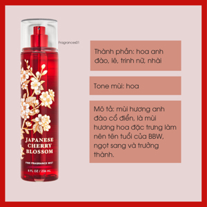 Xịt toàn thân Bath And Body Works Japanese Cherry Blossom
