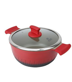 Xoong chống dính ELMICH Red Phoenix đáy từ có vung kính EL7171 24cm